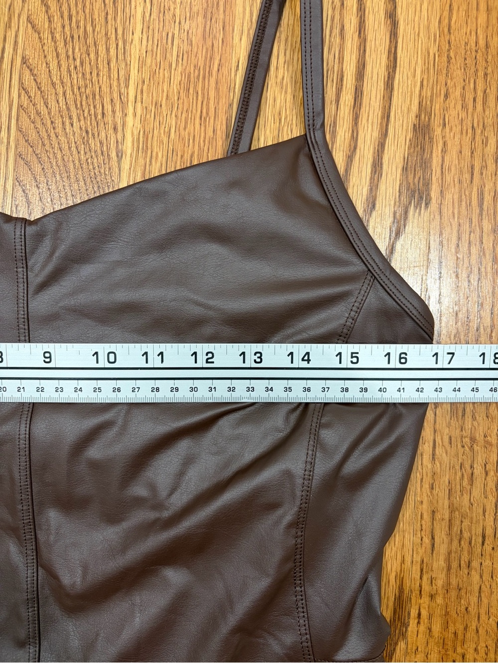 NWT aerie Offline Real Luxe Chocolate Brown Faux-Leather Slim Jumpsuit (L) - Picture 4 of 9